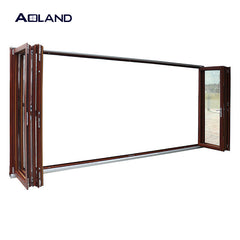 2019 latest aluminium tempered glass bi fold front door with wooden color on China WDMA