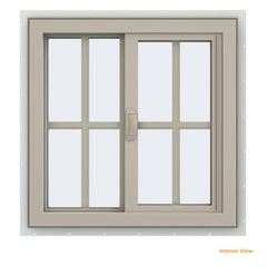 24x24 23.5x23.5 Vinyl Sliding Window With Colonial Grids Grilles