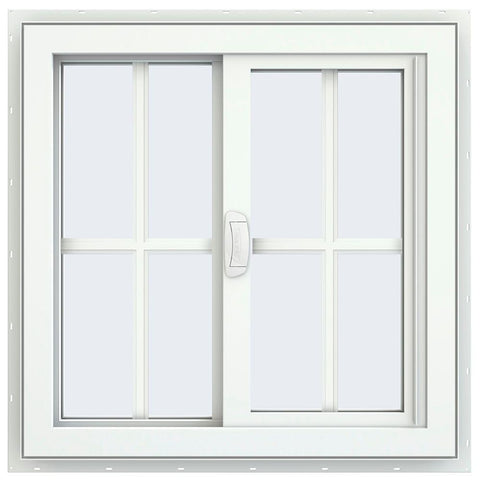 24x24 Bronze Color Vinyl Sliding Window With Colonial Grids Grilles