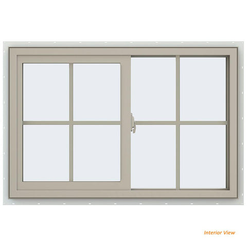 36x24 35.5x23.5 Bronze Vinyl Sliding Window With Colonial Grids Grilles