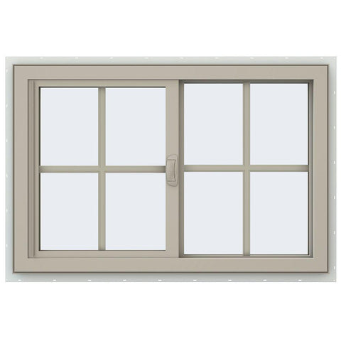 36x24 35.5x23.5 Vinyl PVC Sliding Window With Colonial Grids Grilles