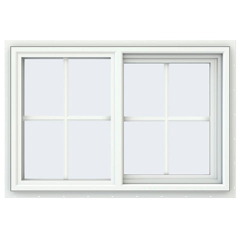36x24 35.5x23.5 White Vinyl Sliding Window With Colonial Grids Grilles