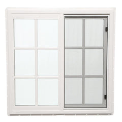 36x36 35.5x35.5 White Vinyl Sliding Window With Colonial Grids Grilles