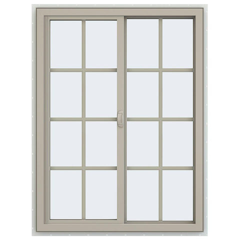 36x48 35.5x47.5 Vinyl Pvc Sliding  Window With Colonial Grids Grilles