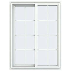 36x48 35.5x47.5 White Vinyl Sliding Window With Colonial Grids Grilles