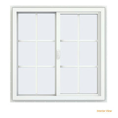 34x34 Bronze Color Vinyl Sliding Window With Colonial Grids Grilles