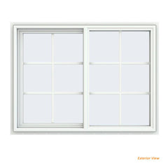 48x48 47.5x47.5 White Vinyl Sliding Window With Colonial Grids Grilles