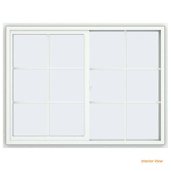 48x 36 47.5x35.5 White Vinyl Sliding Window With Colonial Grids Grilles