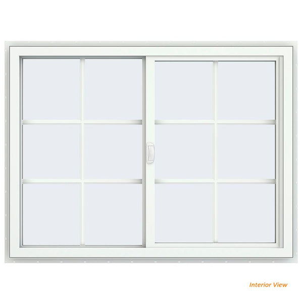 48x48 47.5x47.5 White Vinyl Sliding Window With Colonial Grids Grilles