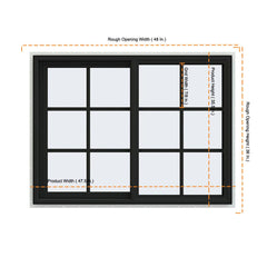 48x36 Bronze Color Vinyl PVC uPVC Sliding Window With Colonial Grids Grilles