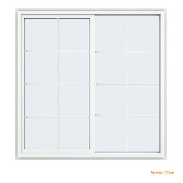 48x48 Vinyl Sliding Window White With Colonial Grids Grilles