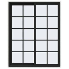 48x60 Black Vinyl Sliding Window With Colonial Grids Grilles