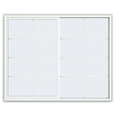 60x48 59.5x47.5 Window White Vinyl Sliding With Colonial Grids Grilles