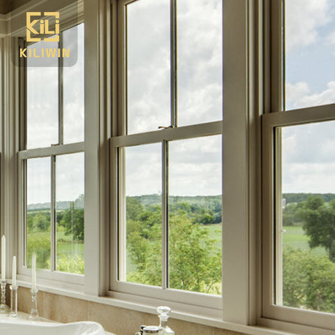 American style vintage aluminum frame tempered glass grill design vertical sliding window for philippines house on China WDMA