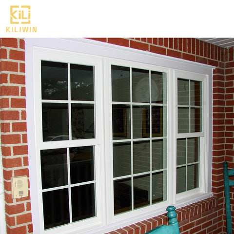 American style vintage aluminum frame tempered glass grill design vertical sliding window for philippines house on China WDMA