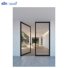 Black color slim aluminum frame customized steel doors casement on China WDMA