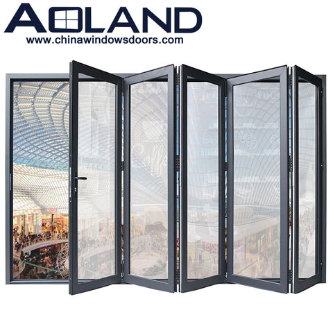 Commercial system accordion bifold patio doors aluminium frame with tempered glass on China WDMA