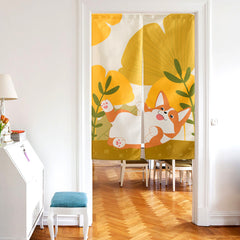 Corgi dog fabric art cartoon cotton and linen partition kitchen living room Japanese style door curtain portiere hanging screen on China WDMA
