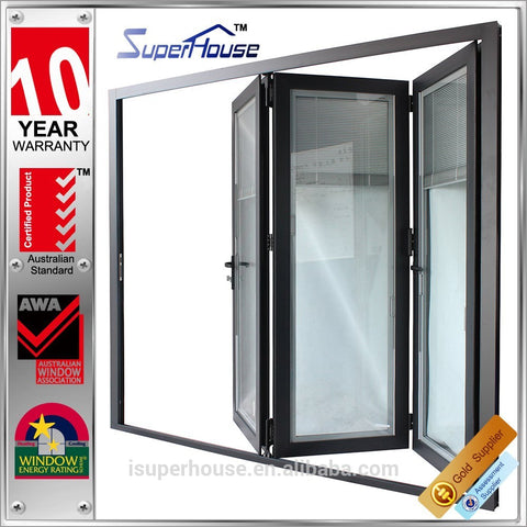 Customized bifold door interior glass doors with internal blinds on China WDMA