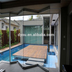 Customized size interior frameless sliding folding glass patio door on China WDMA