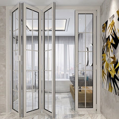 Double glazing bi fold door Accordion aluminum glass patio exterior bifold door on China WDMA