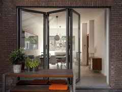 Double tempered glazing bi fold door Accordion aluminum glass patio exterior bifold doors on China WDMA