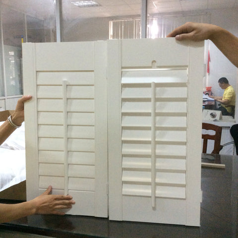Fashion Stype For Doors And Windows New Cheap Wooden Slat Plantation Shutter Lovre Blinds on China WDMA