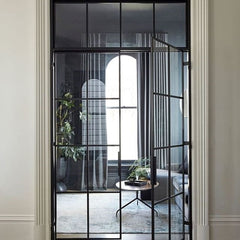WDMA  Silmline stype double glazing tempered glass windows rustic wrought iron doors for living room