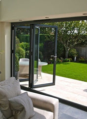 Aluminum  Profile Wooden Color Powder Coated Door aluminum bi folding door