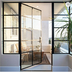 Old French, simple, modern style,commercial double single double, floor type steel windows and steel doors. on China WDMA