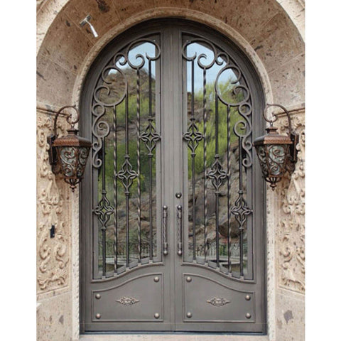 Sliding double door iron grill design wrought iron main gate on China WDMA