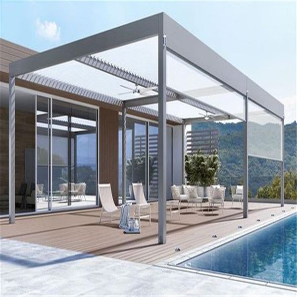 Best Adjustable Opening Motorized Solar Shade Electric Sunroof Garden Pergola Roof Aluminum Garden Motorized Aluminum Pergola