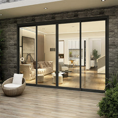 Corner Sliding Door Thermal Break Double Glass Arch Sliding Door Aluminum Horizontal Blinds Barn Sliding Door