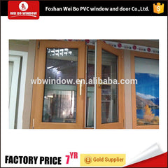Upvc&pvc wood grain color Hurricane resistant casement window with fly screen on China WDMA