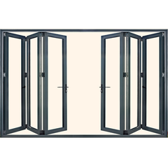 Wooden color powder coated toughened glass bi fold glass doors on China WDMA