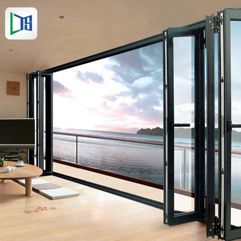 aluminum frame glass bi fold door decorative glass interior double bifold doors on China WDMA