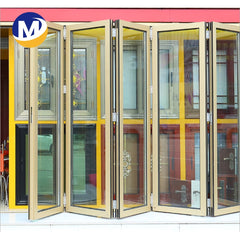 thermal break double Glass Patio Accordion Aluminum alloy frame Folding Door With Insect Screen on China WDMA