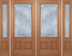 WDMA 100x80 Door (8ft4in by 6ft8in) Exterior Mahogany Celtic Cross Double Door/2side w/ BO Glass 1