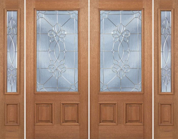 WDMA 100x80 Door (8ft4in by 6ft8in) Exterior Mahogany Celtic Cross Double Door/2side w/ CO Glass 1