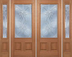 WDMA 100x80 Door (8ft4in by 6ft8in) Exterior Mahogany Celtic Cross Double Door/2side w/ CO Glass 1