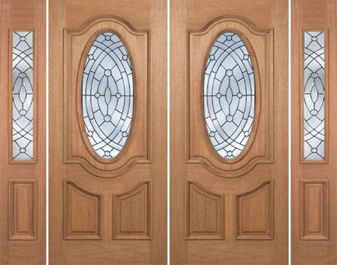 WDMA 100x80 Door (8ft4in by 6ft8in) Exterior Mahogany Carmel Double Door/2side w/ EE Glass 1