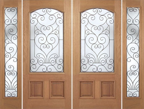 WDMA 100x80 Door (8ft4in by 6ft8in) Exterior Mahogany Naples Double Door/2side w/ SM Glass 1