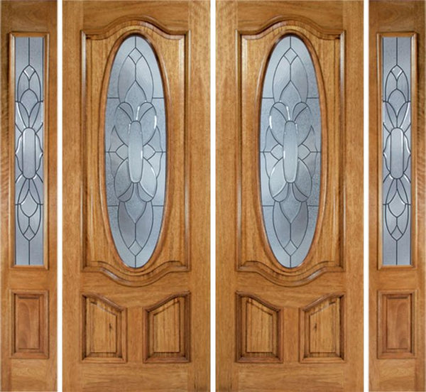 WDMA 100x96 Door (8ft4in by 8ft) Exterior Mahogany La Jolla Double Door/2side w/ BO Glass - 8ft Tall 1