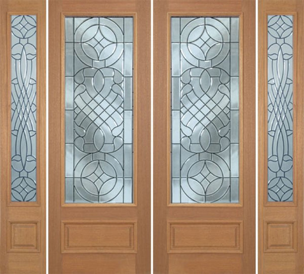 WDMA 100x96 Door (8ft4in by 8ft) Exterior Mahogany Livingston Double Door/2side w/ D Glass - 8ft Tall 1