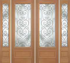 WDMA 100x96 Door (8ft4in by 8ft) Exterior Mahogany Roma Double Door/2side w/ SM Glass - 8ft Tall 1