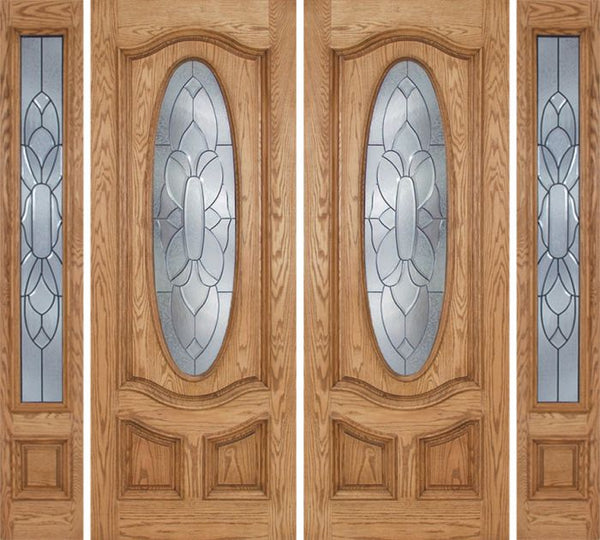 WDMA 100x96 Door (8ft4in by 8ft) Exterior Oak Dally Double Door/2side w/ BO Glass - 8ft Tall 1