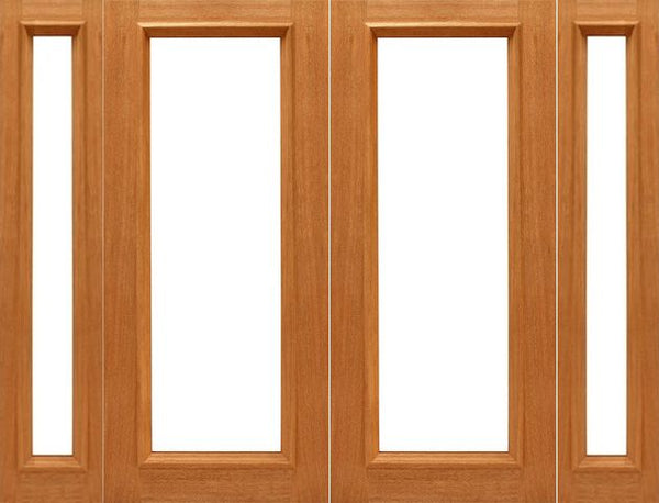 WDMA 108x80 Door (9ft by 6ft8in) French Mahogany 1-lite-R/M Brazilian IG Glass Double Door Side lights 1
