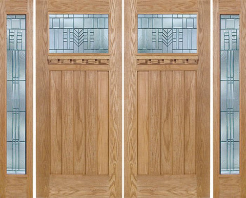WDMA 108x80 Door (9ft by 6ft8in) Exterior Oak Biltmore Double Door/2 Full-lite side w/ C Glass 1