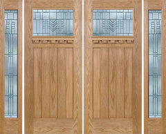 WDMA 108x80 Door (9ft by 6ft8in) Exterior Oak Biltmore Double Door/2 Full-lite side w/ C Glass 1