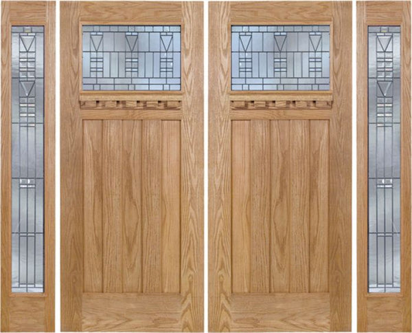 WDMA 108x80 Door (9ft by 6ft8in) Exterior Oak Biltmore Double Door/2 Full-lite side w/ B Glass 1